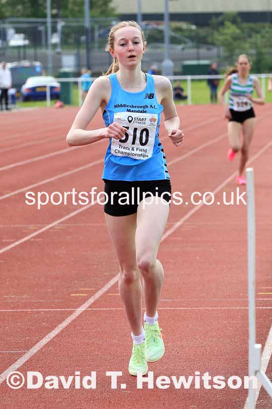 Womens Under-17s 1500 metres, 2023 North Eastern Track and Field Champs., Middlesbrough Sports Village, Middlesbrough. Photo: David T. Hewitson/Sports for All Pics